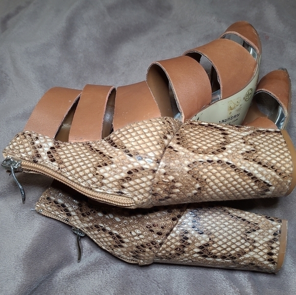 Chinese Laundry Bonafide Hazelnut Snakeskin Print Strappy Heels 8 - Picture 6 of 13